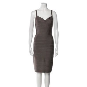 Dark Gray Herve Leger Midi bandage dress